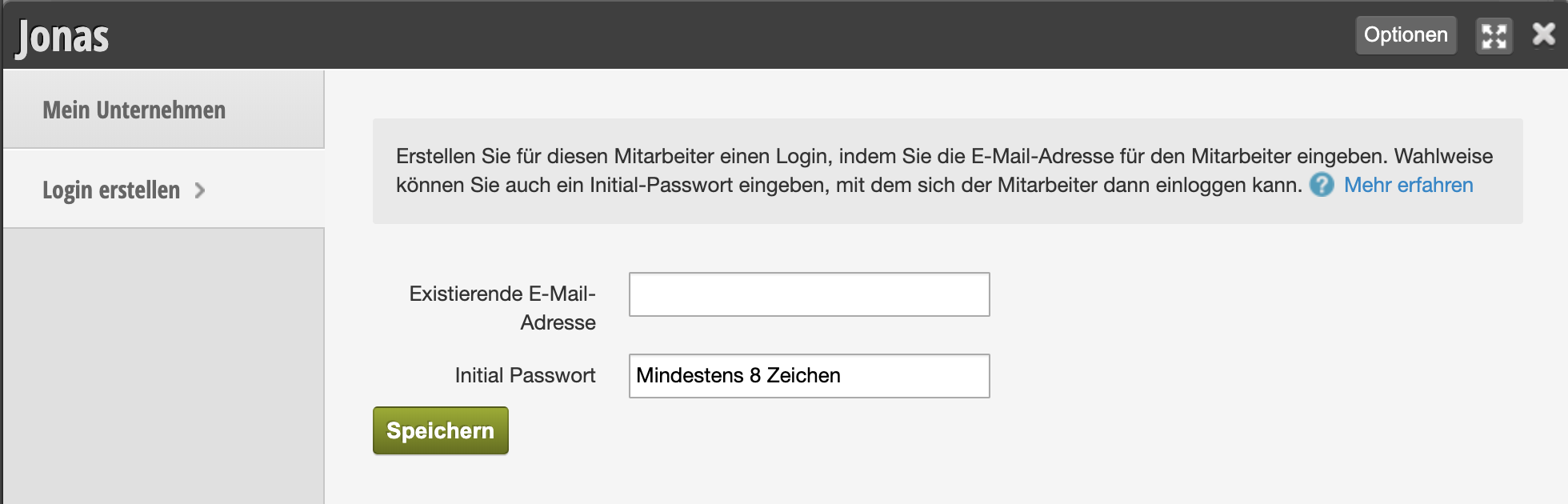 Mitarbeiter-Login erstellen | Handbuch